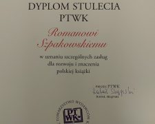 Dyplom Stulecia PTWK dla ks. Romana Szpakowskiego